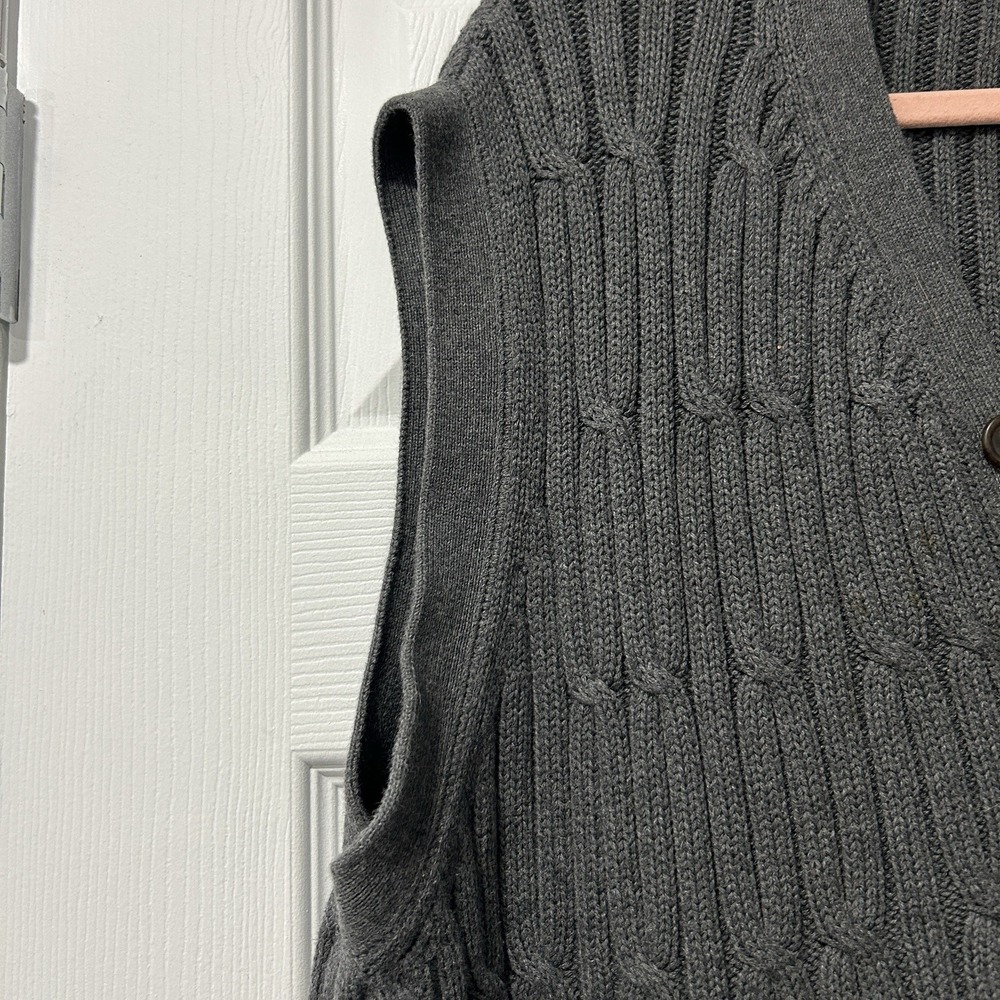 Nautica Men's Button-Up Sweater Vest Size XL Gray Knit 100% Cotton Grandpa Core - Picture 6 of 8